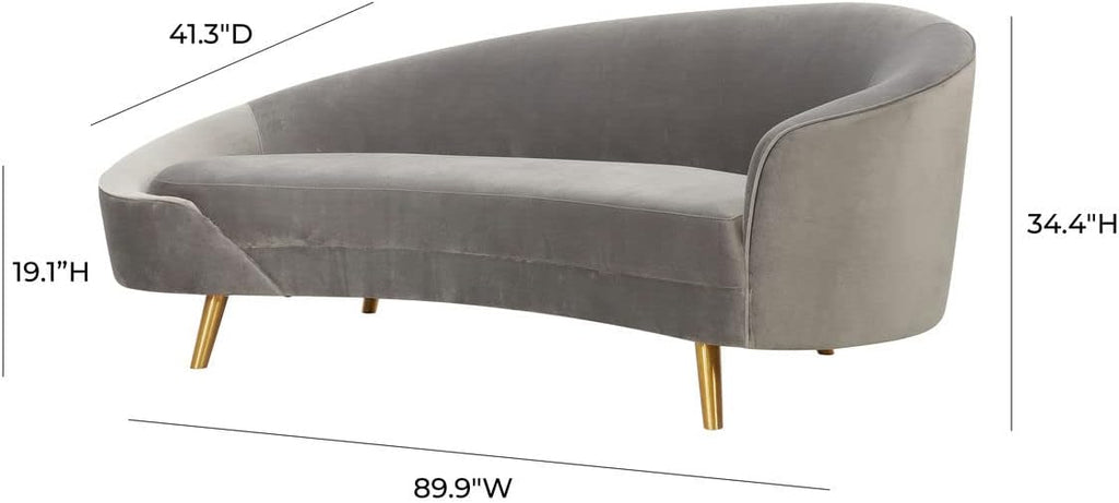 TOV Furniture Cleopatra Velvet Upholstered Sofa Gray/Gold L4526