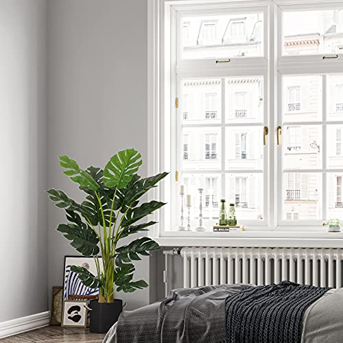 VIAGDO Artificial Monstera Deliciosa Plant 4ft Tall, Faux Tropical Palm for Home Office Decor F5082