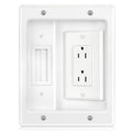 Recessed Outlet Box in Wall Cable Management Kit 15A 125V Hide TV Power Cables &amp; Low Voltage Wires Behind the Wall