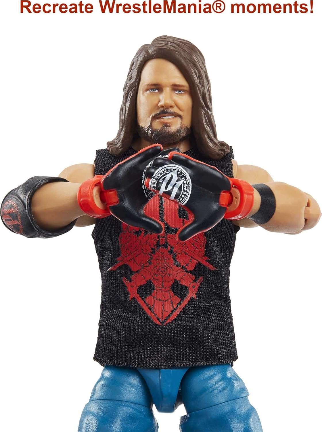 Mattel AJ Styles WrestleMania Elite Collection Action Figure with Build-A-Figure Pieces, 6-in Posable Collectible Z36504