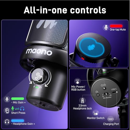 MAONO Wireless Microphone for PC, Gaming, Streaming, Podcast (DM40-Black) G850723