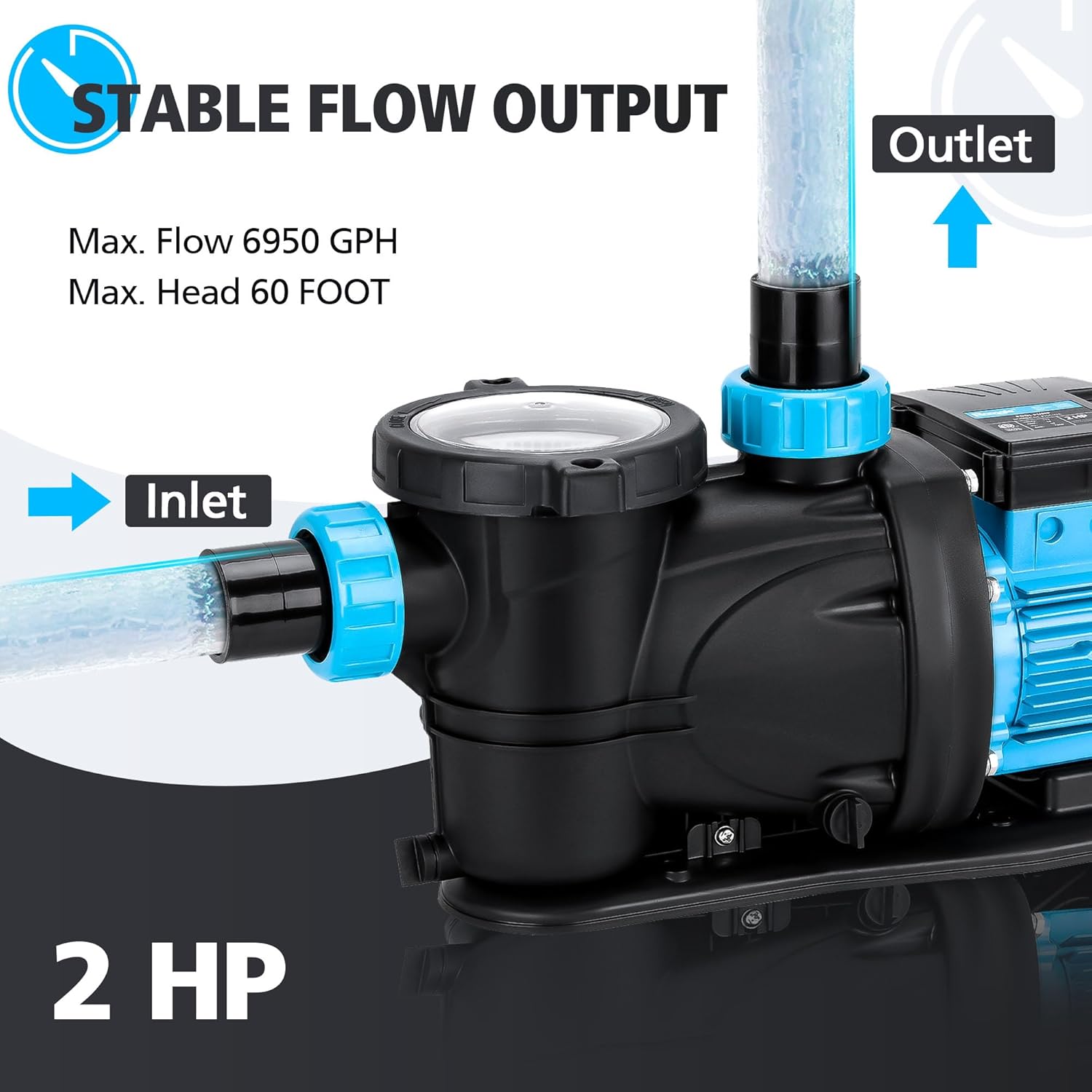 2HP 6950 GPH Above Ground Pool Pump with Strainer Basket O996531