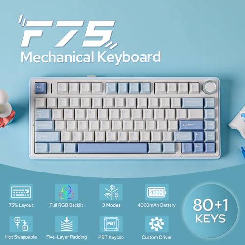 EPOMAKER x Aula F75 75% Wireless Gasket Mechanical Keyboard, Hot Swappable, RGB Z661