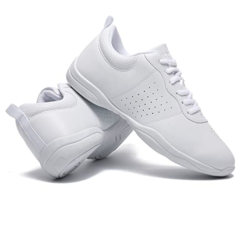 LANDHIKER Girls White Cheer Shoes Youth Cheerleading Training Flats O599