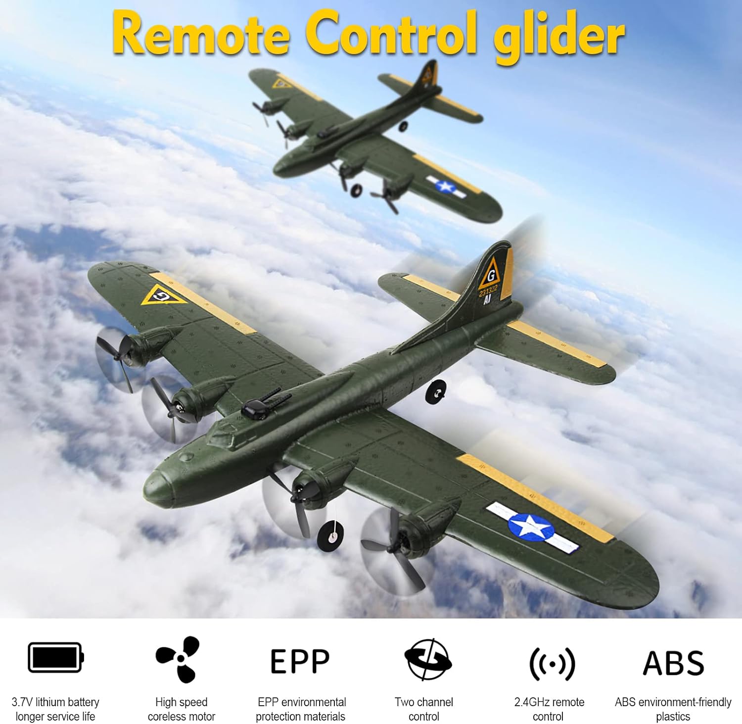 GoolRC B-17 RC Plane 2.4GHz Ready to Fly EPP Foam Glider D207141
