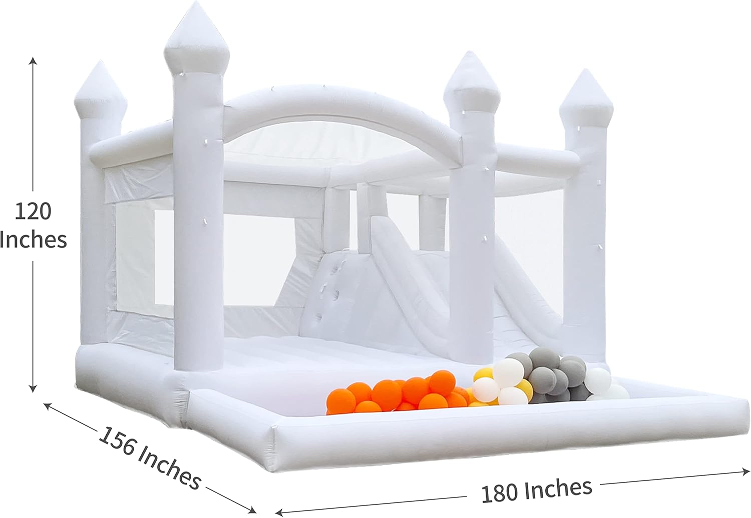 White Bounce House with Slide and Ball Pit for Kids K699024