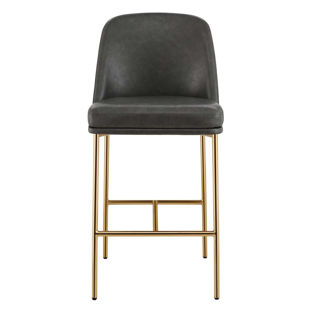 CHITA Modern Counter Height Bar Stool Set of 2, 27 inch, Faux Leather Y647
