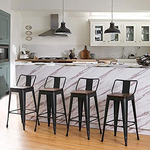 Andeworld Bar Stools Set of 4 Counter Height, Distressed White 30 Inch K18303