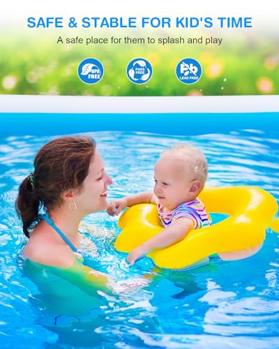Large Inflatable Pool for Adults, 145" x 74" x 22" Outdoor Family Swimming Pool M66114