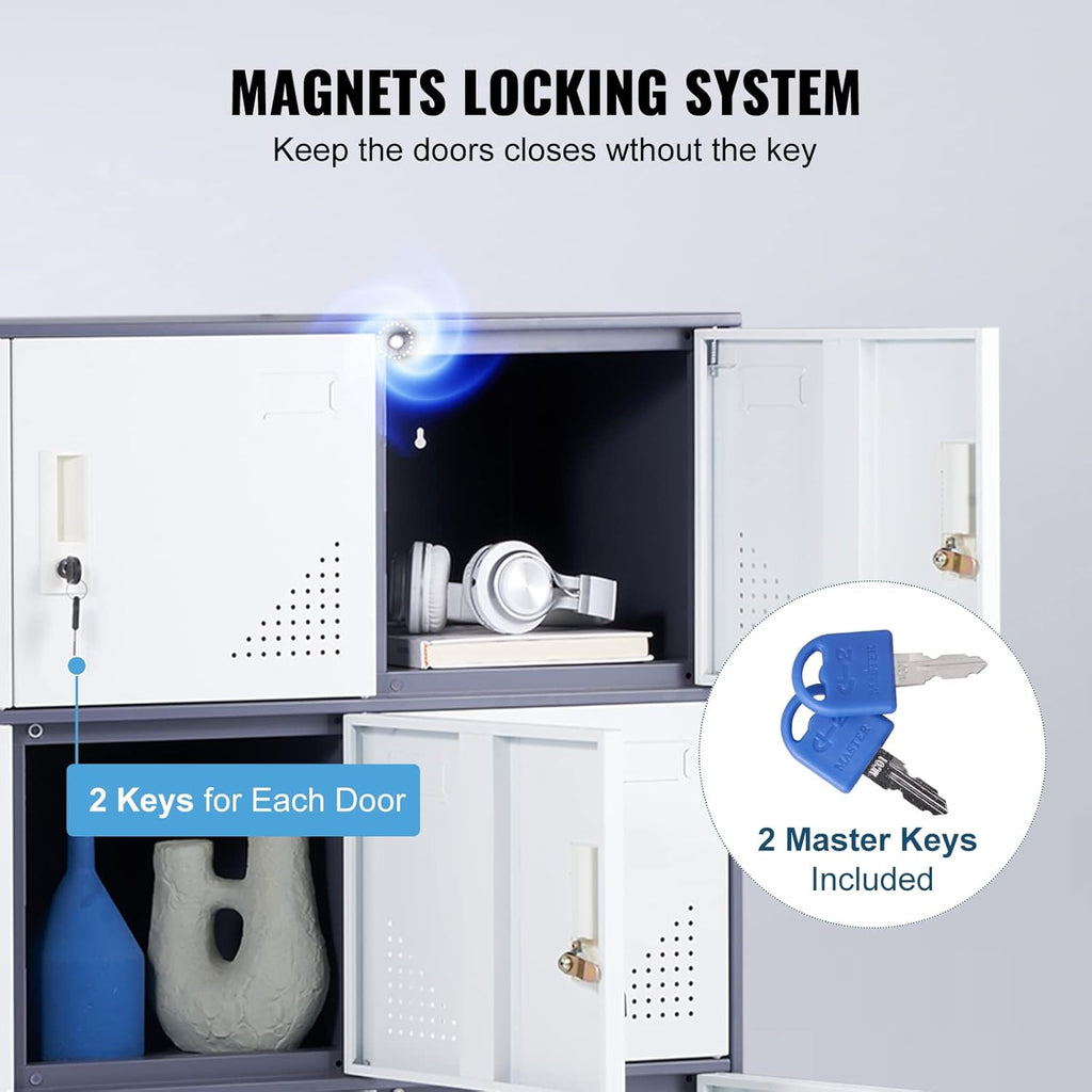 VEVOR 9-Door Steel Storage Locker with Card Slot and Keys D6416