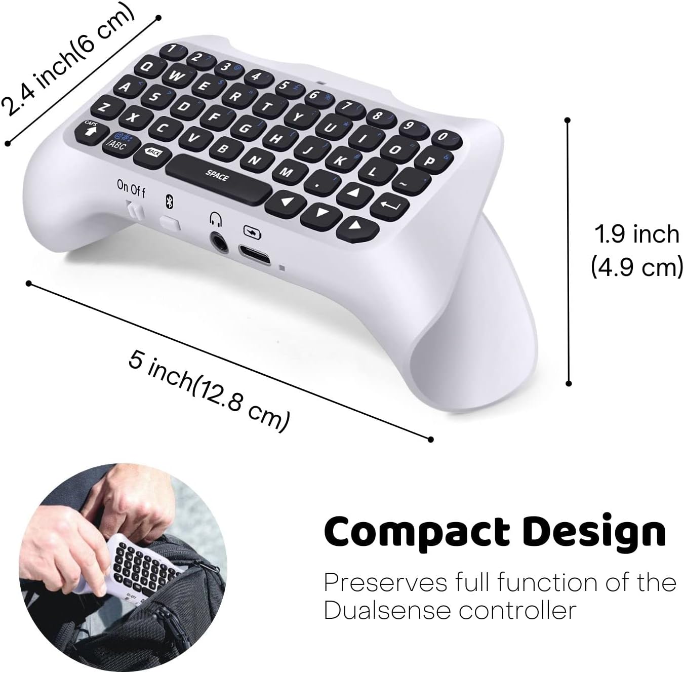 TNP PS5 Chatpad - PS5 Controller Keyboard Attachment, Wireless Compact Keypad with Built-in Speaker I54369