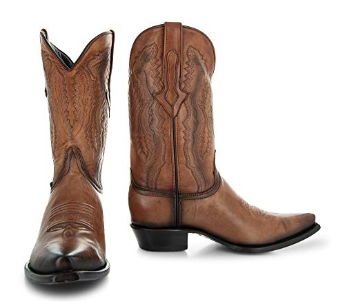 Soto Boots Men's Burnished Snip Toe Cowboy Boots Tan H50030 Q24181