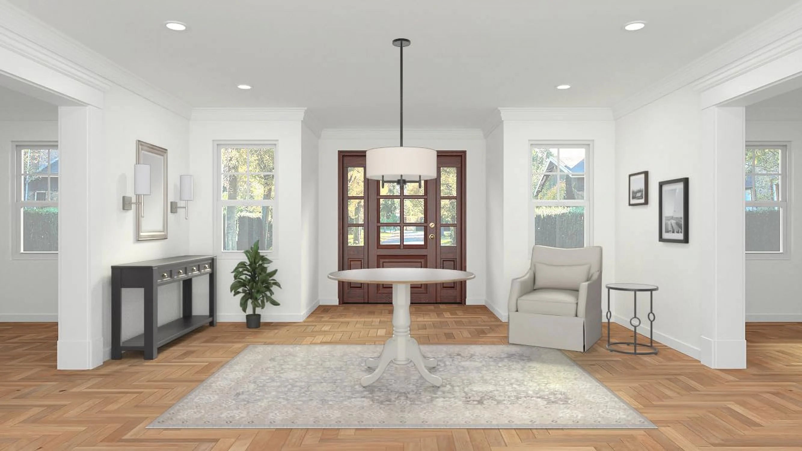 Inch Dual 42 Drop Leaf Dining Table, Distressed Hickory/Stone K77012