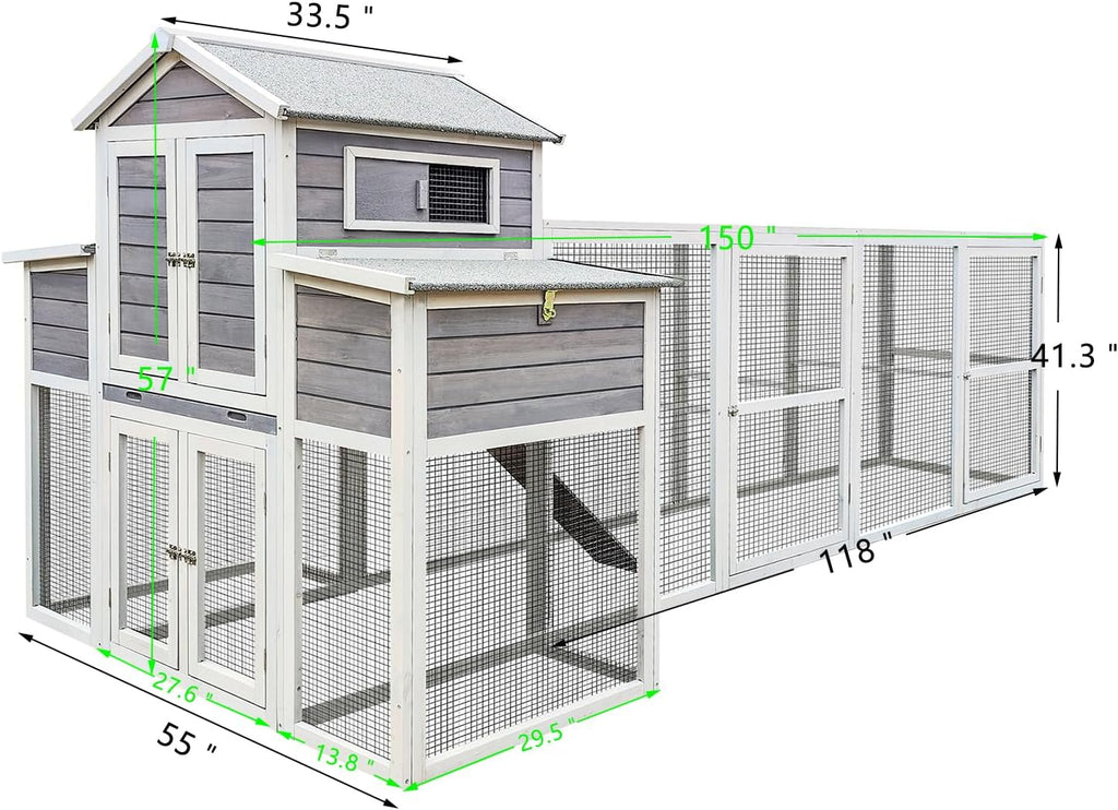 Extra Large Wooden Chicken Coop with Nesting Boxes and Perches S86686