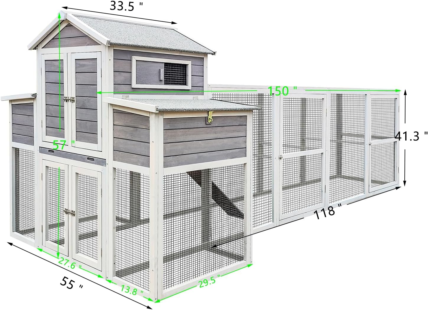 Extra Large Wooden Chicken Coop with Nesting Boxes and Perches S86686