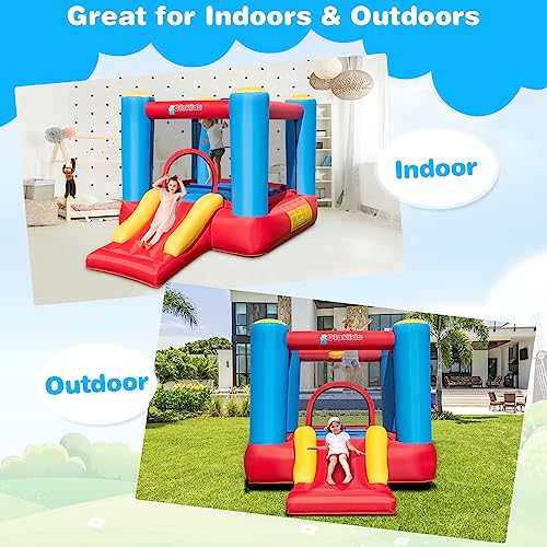 OLAKIDS Inflatable Bounce House 3 in 1 Kids Jumping Castle with Slide and Basketball Rim N370840