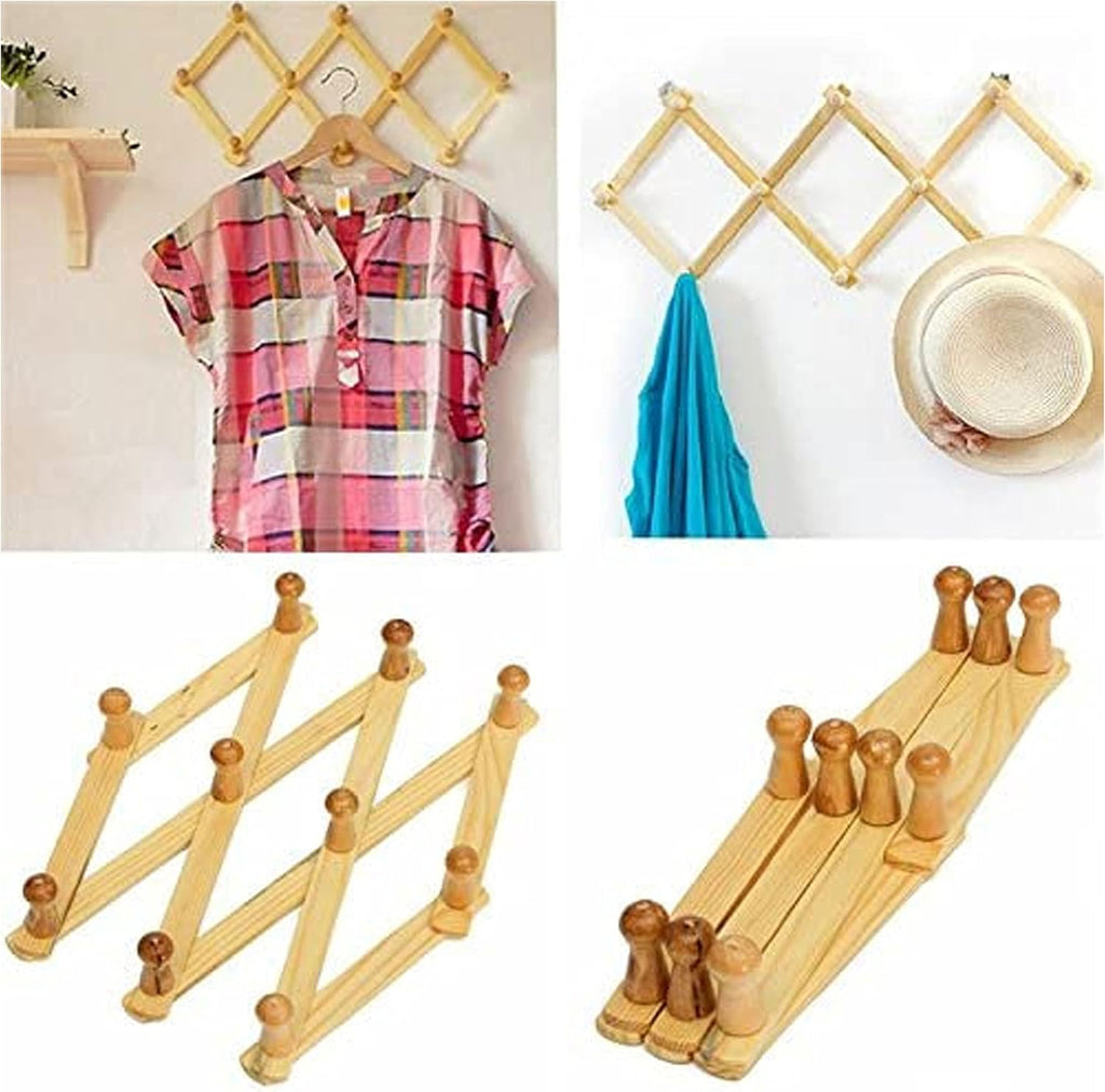 Wooden Expandable Hanger Accordion Coat Rack Wall Mounted V91132