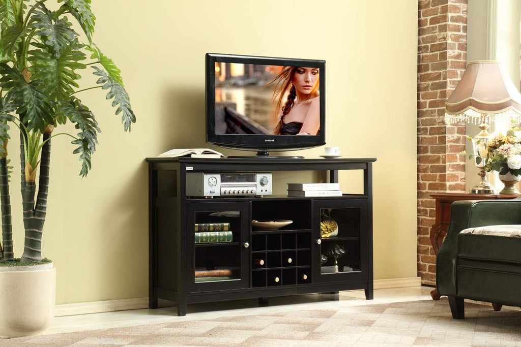 52" Wooden Sideboard with Wine Rack and Adjustable Shelves, Black O356300