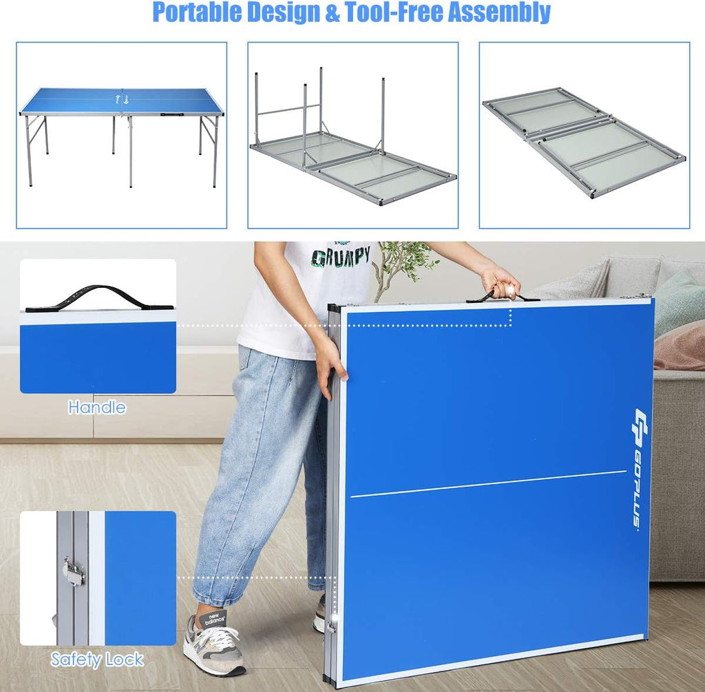 Goplus Foldable Ping Pong Table with Net, 2 Paddles and Balls C97218