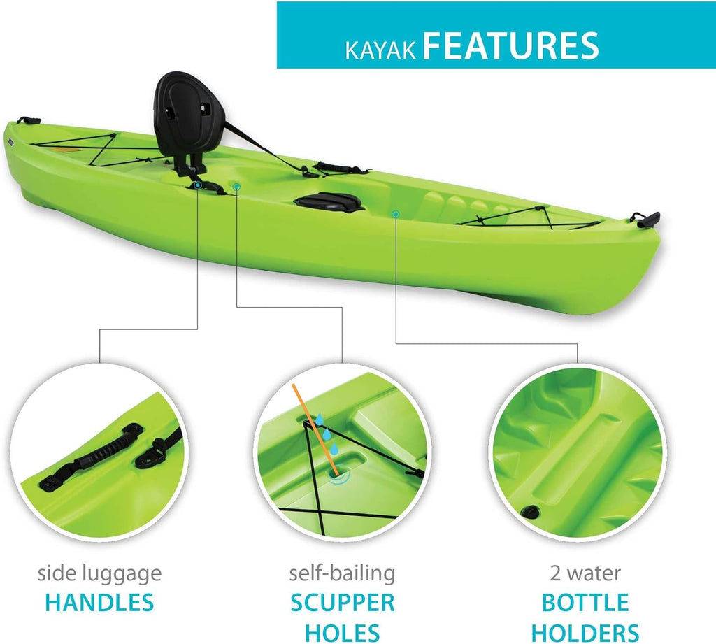 Lifetime Tioga Sit-On-Top Kayak with Paddle, Lime, 120" H49464