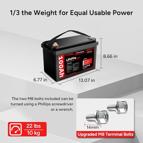DR.PREPARE 12V 100Ah LiFePO4 Battery (4 Pack) with 100A BMS L957