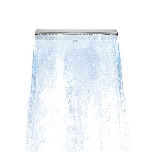 Stainless Steel Rectangular Pool Waterfall Spillway with Pipe Connector, 17.7 Inch X384093