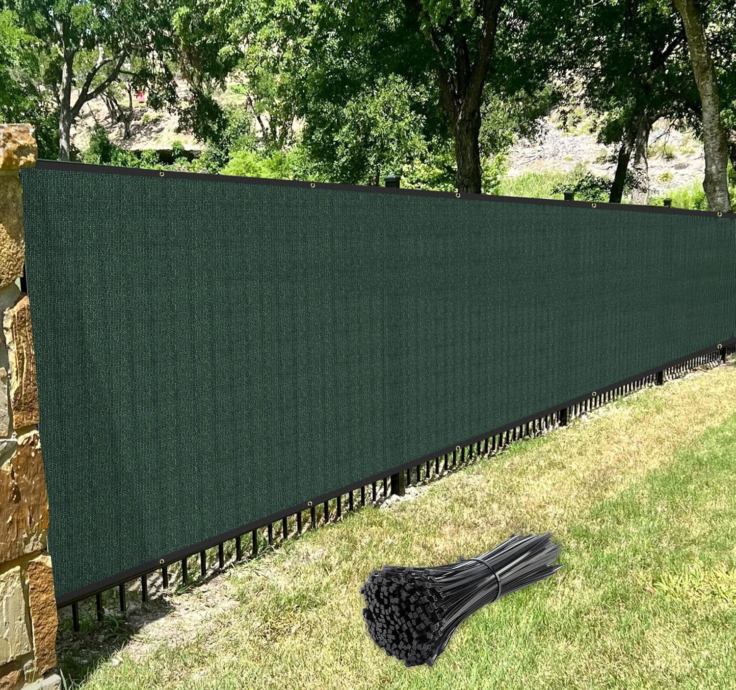 Green Privacy Fence Screen 5x26 ft Heavy Duty Mesh Shade Cover M33571