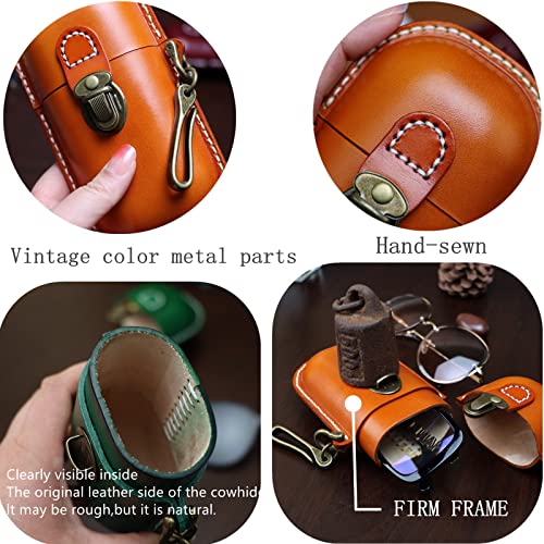 Handmade Leather Eyeglass Case Hard Shell Retro W247509