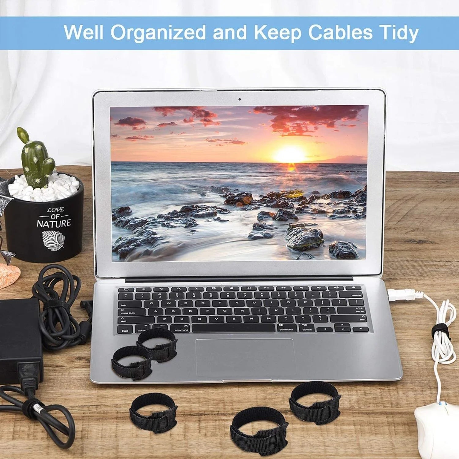 200PCS Reusable Velcro Cable Ties for Wire Organization (Black) X831812