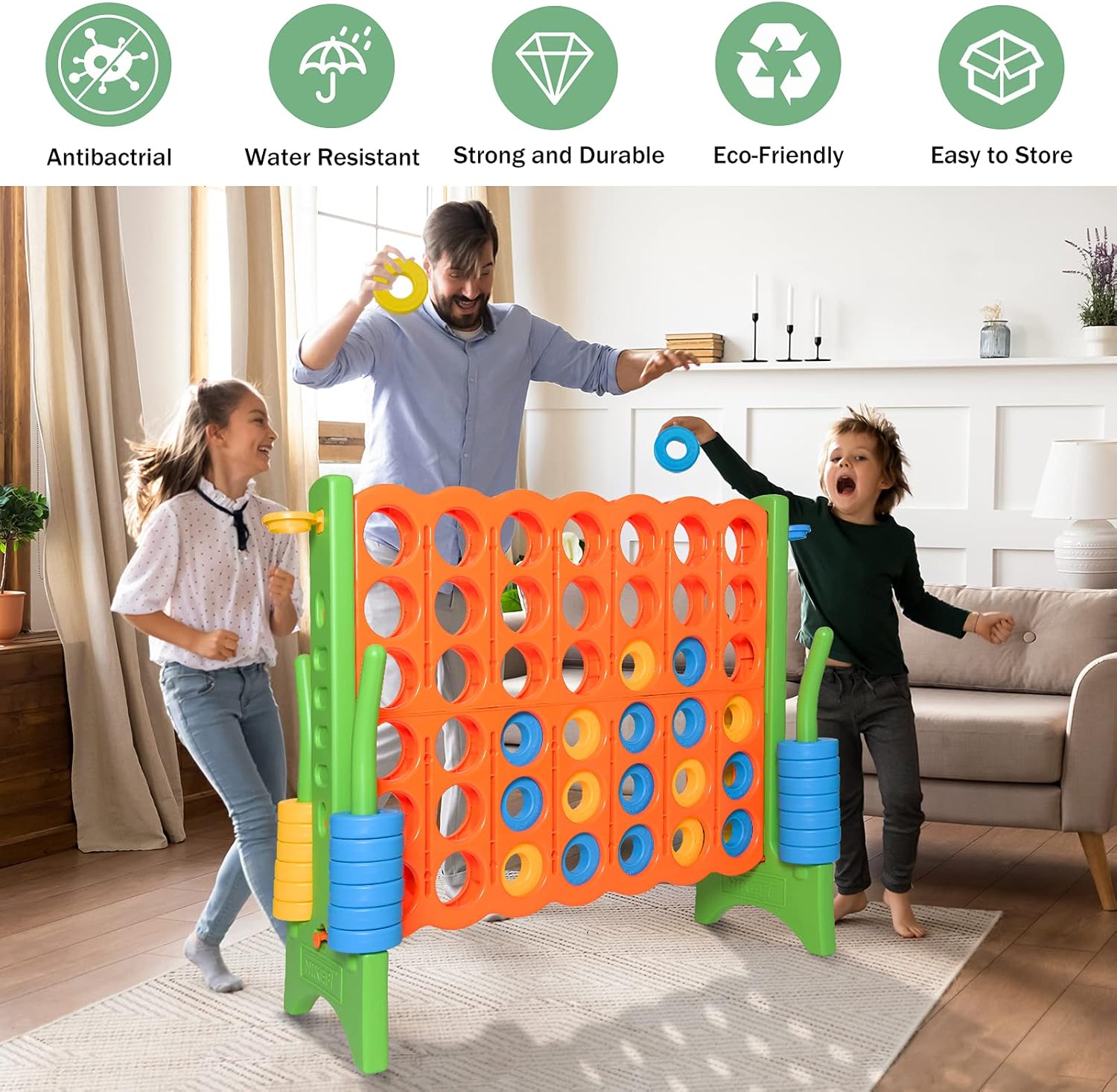 Jumbo Connect in-a-Row Game Set with Carry Bag, 48" Giant Plastic Game for Adults & Kids F261206