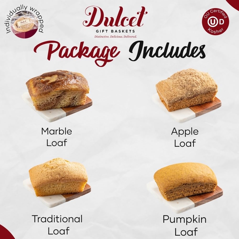 Dulcet Gift Baskets Birthday Tea Loaf Assortment with Fresh Baked Marble, Apple Cinnamon & Pumpkin Cake W608266