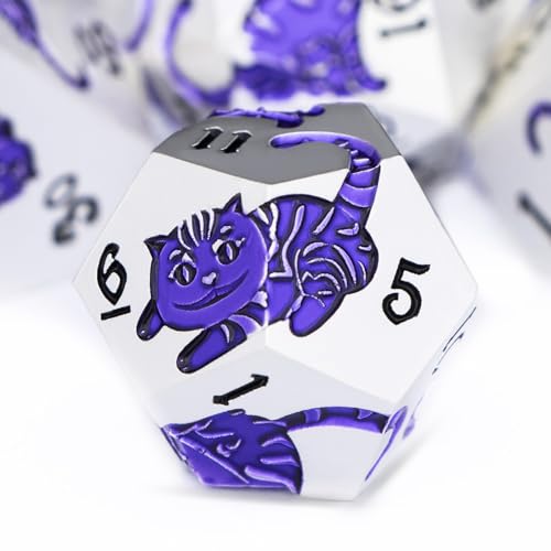 Metal DND Cat Dice 7PCS Polyhedral RPG Dice Set with Gift Case B373640