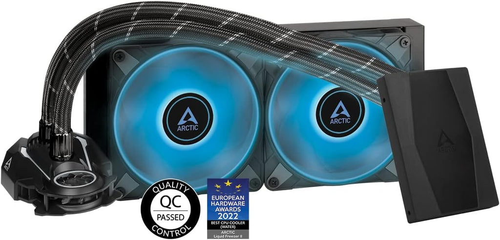 ARCTIC Liquid Freezer II 240 RGB (incl. Controller) - Multi-compatible all-in-one CPU AIO water cooler with RGB, Intel & AMD compatible, PWM-controlled pump, 200-1800 RPM, LGA1700 compatible - Black