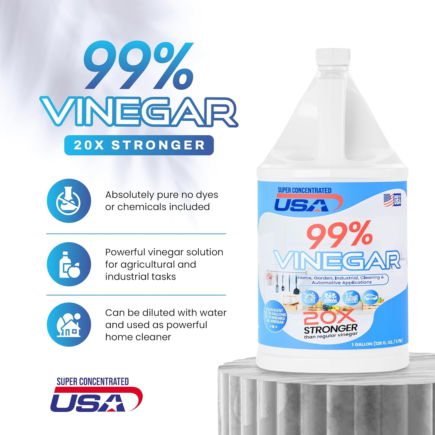 99% Pure Vinegar Concentrated Cleaner - 1 Gallon S5251