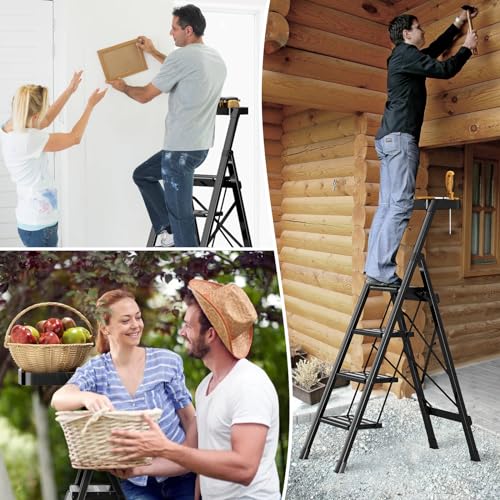 4 Step Folding Step Stool with Handgrip Anti-Slip Aluminum, 330 lbs Capacity Y6004