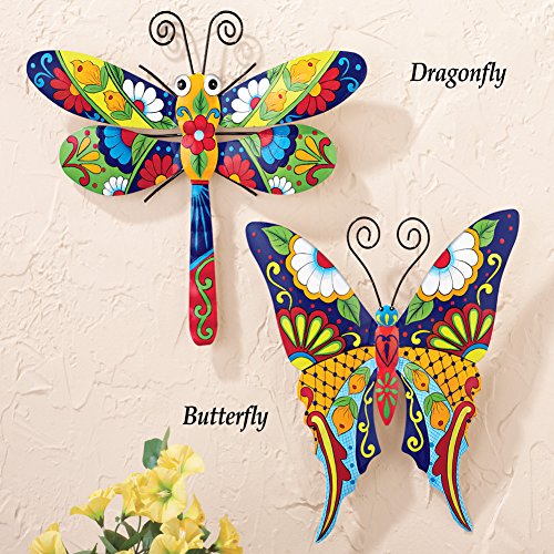Colorful Metal Talavera-Style Butterfly Garden Wall Art A537142