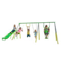 Sportspower Mountain View Metal Swing, Slide and Trampoline Set with Slide