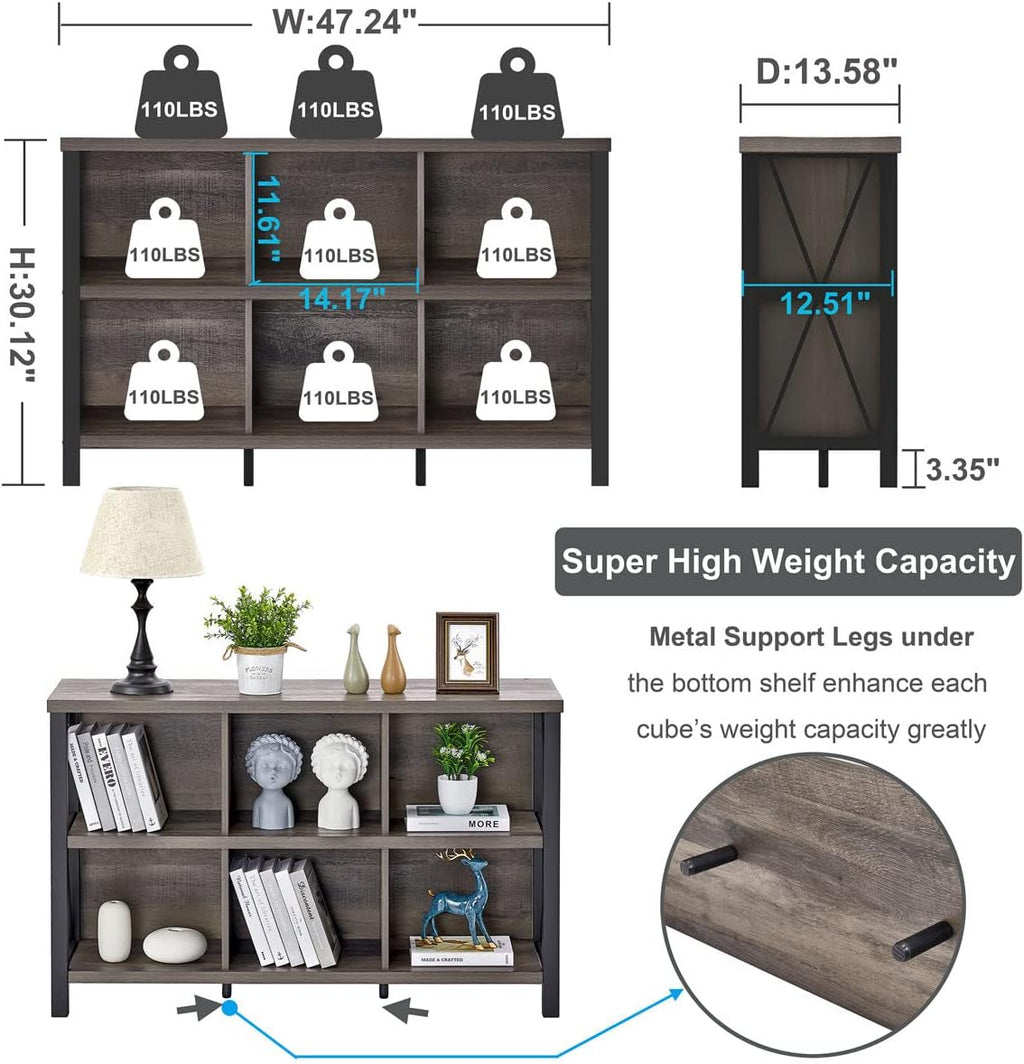 FATORRI Industrial Cube Bookcases and Bookshelves Walnut Brown U5827