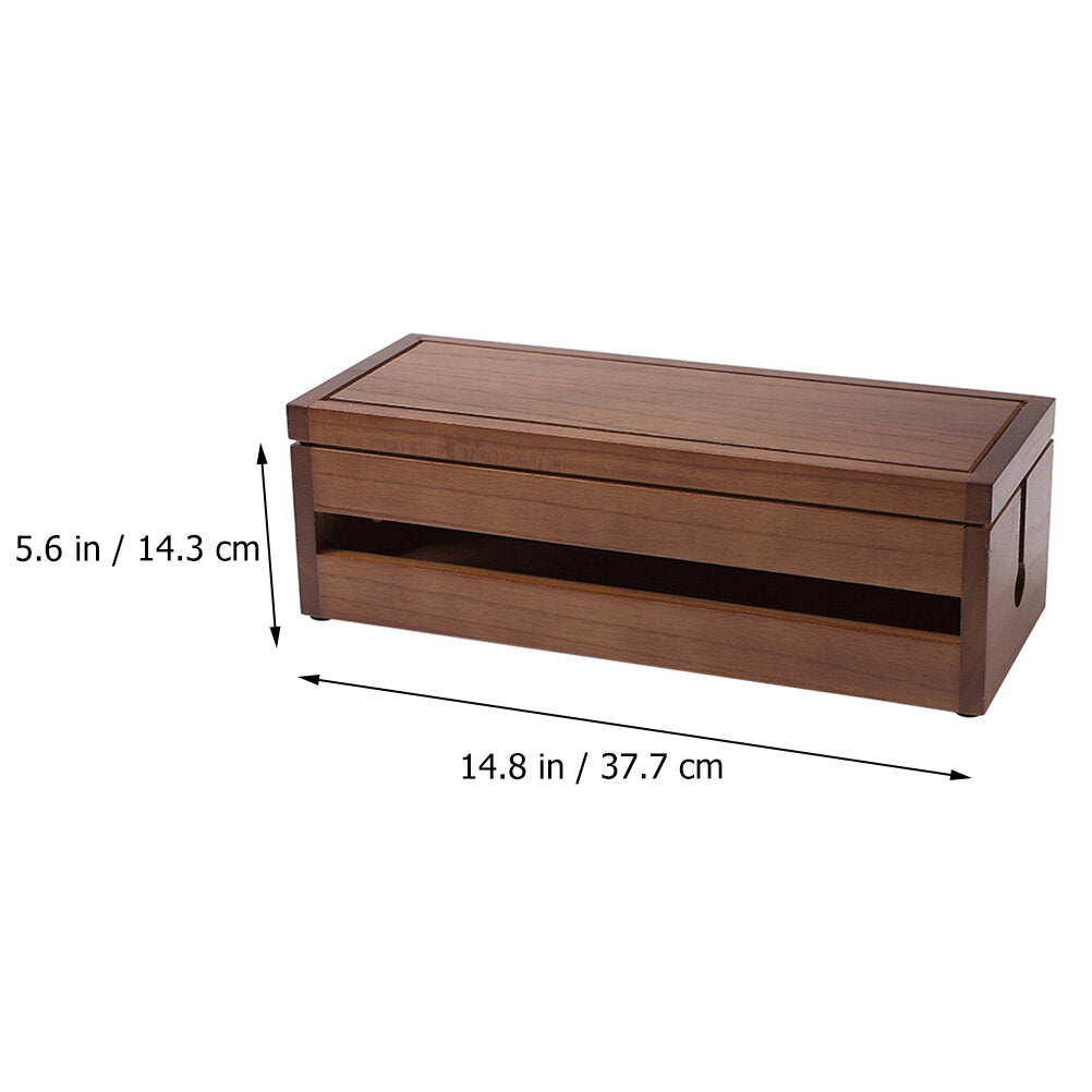 Solid Wood Wiring Box Socket Organizer for Electronics and Cables O627663