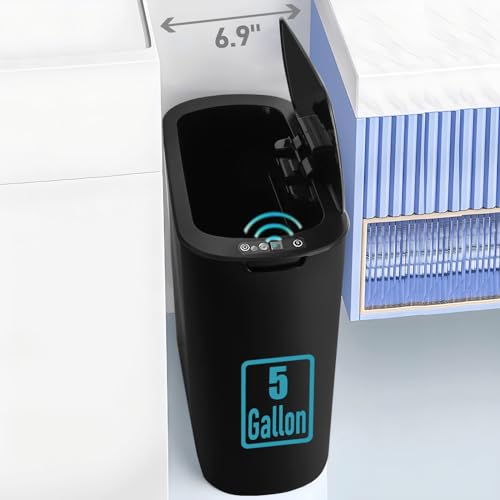 5 Gallon Motion Sensor Bathroom Trash Can with Lid, Touchless, Black S37813