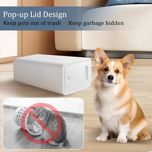 2 Pack Slim 15L Plastic Trash Can with Press Top Lid, Grey O819790