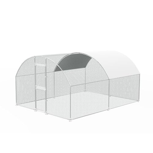 Large Metal Chicken Coop,Peak-roof Walk-in Poultry Chicken Hen cage, Rabbits Duck Cages with Waterproof Cover for Rabbits Duck Walk-in Chicken Run for Yard Outdoor 2 Cage