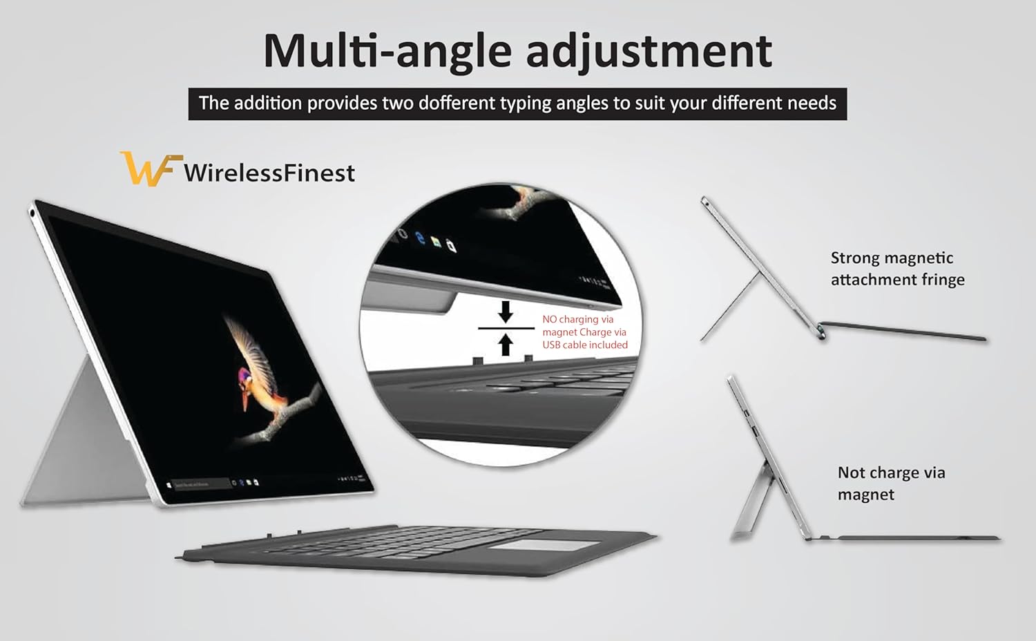 Wireless Keyboard Type Cover with Trackpad for Microsoft Surface Pro 7 6 5 4 3 W933743