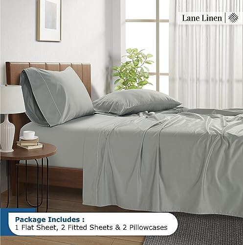 Lane Line 100% Egyptian Cotton Queen Sheet Set - 1500 TC, 4 PCs, White L818