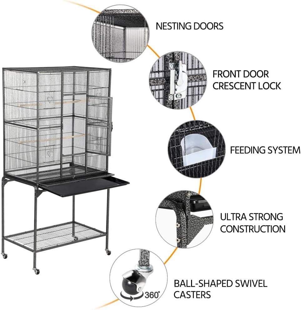 Yaheetech 63" Detachable Parrot Cage with Stand for Cockatiel Conure Lovebird J423