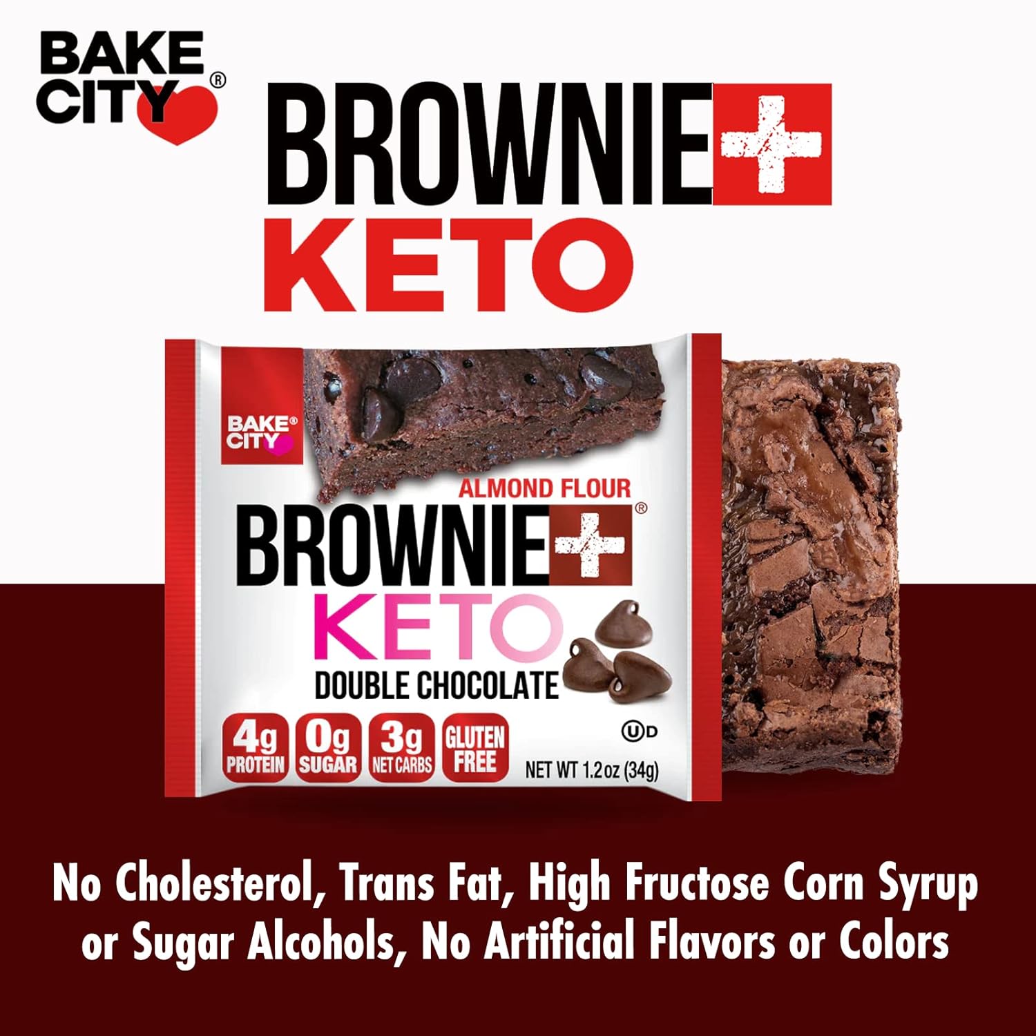 Bake City Brownie+ Keto 1.2oz Brownie (12 pack), Gluten Free, 0g Sugar Z12341
