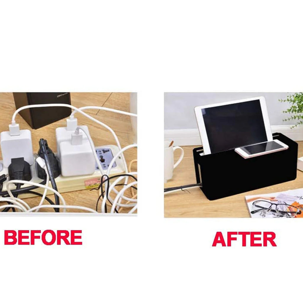 Cable Management Box for Desk, Power Strip Holder (Black) B6224
