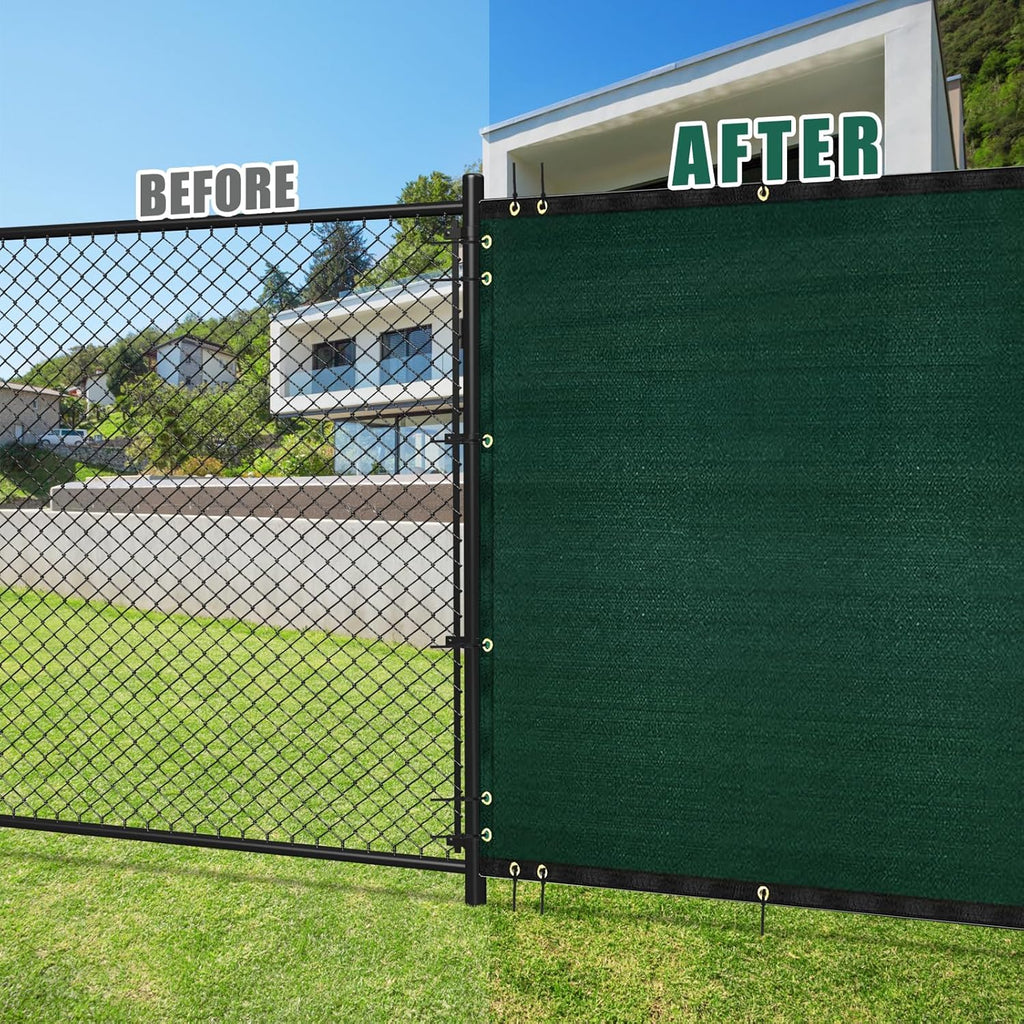 UIRWAY Privacy Fence Screen 6' x 50' Heavy Duty Mesh with Brass Grommets, Green F64108