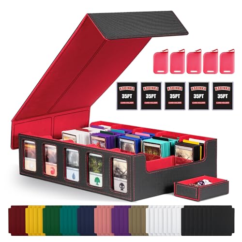 Trading Card Storage Box with Commander Display, 5-Row Deck Case, Black Purple B7043
