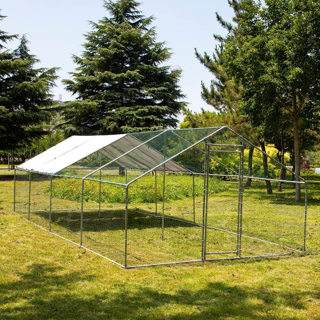 IchbinGo Large Metal Chicken Coop with Waterproof Anti-UV Cover for Outdoor Backyard Farm P206